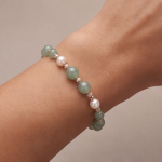 Jade Bead and Pearl Bracelet with Pave Ball Accent - 图片 2