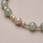 Jade Bead and Pearl Bracelet with Pave Ball Accent - 图片 5