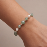 Jade Bead and Pearl Bracelet with Pave Ball Accent - 图片 4