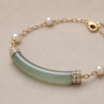 Slim Jade Bar Bracelet with Pearl and Pave Accents - 图片 6