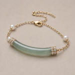 Slim Jade Bar Bracelet with Pearl and Pave Accents - 图片 4