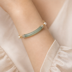 Slim Jade Bar Bracelet with Pearl and Pave Accents - 图片 2