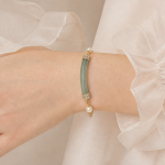 Slim Jade Bar Bracelet with Pearl and Pave Accents - 图片 5