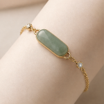 Elongated Jade Bar Bracelet with Cubic Zirconia Stations - 图片 8