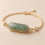 Elongated Jade Bar Bracelet with Cubic Zirconia Stations - 图片 3