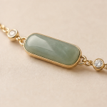 Elongated Jade Bar Bracelet with Cubic Zirconia Stations - 图片 5