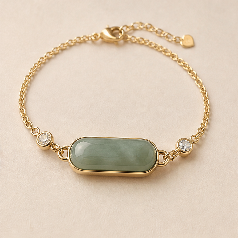 1786603487_039720a6-5 Elongated Jade Bar Bracelet with Cubic Zirconia Stations - 图片 1