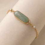 Elongated Jade Bar Bracelet with Cubic Zirconia Stations - 图片 4