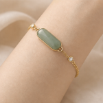 Elongated Jade Bar Bracelet with Cubic Zirconia Stations - 图片 6