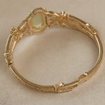 Hexagonal Green Stone Art Deco Bracelet in Gold - 图片 7