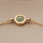 Round Green Aventurine Bezel Bracelet in Gold - 图片 5