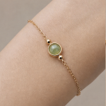 Round Green Aventurine Bezel Bracelet in Gold - 图片 2