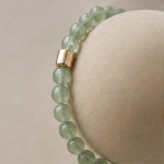 Green Aventurine Beaded Stretch Bracelet with Gold Accent - 图片 5