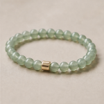 Green Aventurine Beaded Stretch Bracelet with Gold Accent