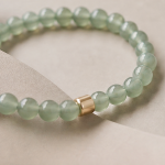 Green Aventurine Beaded Stretch Bracelet with Gold Accent - 图片 4
