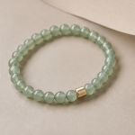 Green Aventurine Beaded Stretch Bracelet with Gold Accent - 图片 3