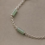 Green Jade Tube Station Bracelet in Sterling Silver - 图片 4