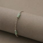 Green Jade Tube Station Bracelet in Sterling Silver - 图片 3
