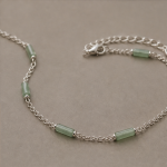 Green Jade Tube Station Bracelet in Sterling Silver - 图片 5