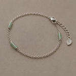 Green Jade Tube Station Bracelet in Sterling Silver