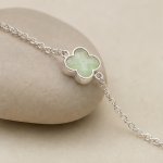 Green Jade Clover Chain Bracelet in Sterling Silver - 图片 3