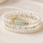 Green Jade Barrel and Pearl Multi-Strand Bracelet - 图片 6