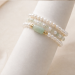 Green Jade Barrel and Pearl Multi-Strand Bracelet - 图片 3