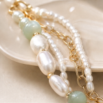 Green Jade and Freshwater Pearl Double-Strand Bracelet - 图片 5