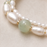 Green Jade and Freshwater Pearl Double-Strand Bracelet - 图片 3