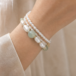 Green Jade and Freshwater Pearl Double-Strand Bracelet - 图片 2