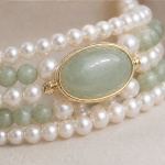 Oval Green Jade Cabochon Pearl and Bead Bracelet - 图片 4