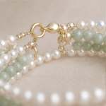 Oval Green Jade Cabochon Pearl and Bead Bracelet - 图片 5