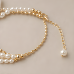 Green Jade Bar and Pearl Bracelet with Pearl Drop - 图片 7