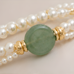 Green Jade Disc and Pearl Multi-Strand Bracelet - 图片 4