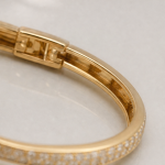 Green Enamel Serpent Bangle with Crystal Pave in Gold - 图片 8