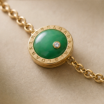 Round Jade Medallion Bracelet on Chunky Gold Rolo Chain - 图片 8