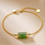 Jade Tube Bead Bracelet on Fine Gold Chain