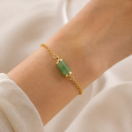 Jade Tube Bead Bracelet on Fine Gold Chain - 图片 2