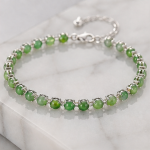 Green Jade and Crystal Line Bracelet in Sterling Silver - 图片 3