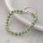 Green Jade and Crystal Line Bracelet in Sterling Silver - 图片 5