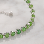 Green Jade and Crystal Line Bracelet in Sterling Silver - 图片 6