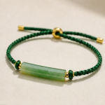 Jade Bar Braided Cord Bracelet with Gold Accents