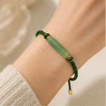 Jade Bar Braided Cord Bracelet with Gold Accents - 图片 2