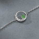 Crescent Halo Green Jade Bracelet in Sterling Silver - 图片 4