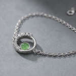 Crescent Halo Green Jade Bracelet in Sterling Silver - 图片 7