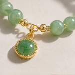 Green Aventurine and Pearl Beaded Bracelet with Jade Drop - 图片 4
