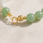 Green Aventurine and Pearl Beaded Bracelet with Jade Drop - 图片 6