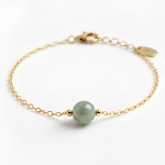 Single Jade Bead Bracelet on Delicate Gold Chain