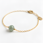 Single Jade Bead Bracelet on Delicate Gold Chain - 图片 6