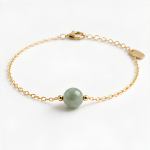 Single Jade Bead Bracelet on Delicate Gold Chain - 图片 7